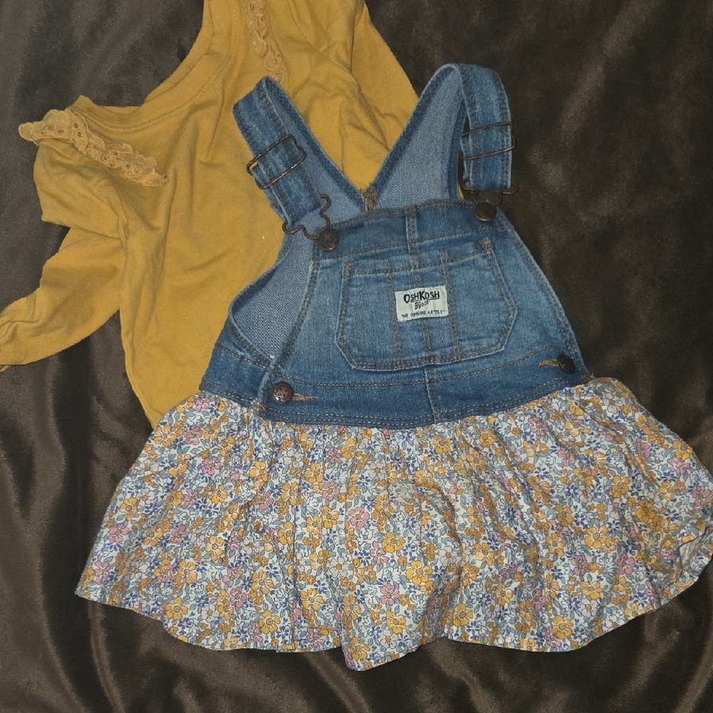 OshKosh B'gosh Blue Floral Skirt Overalls for Kids